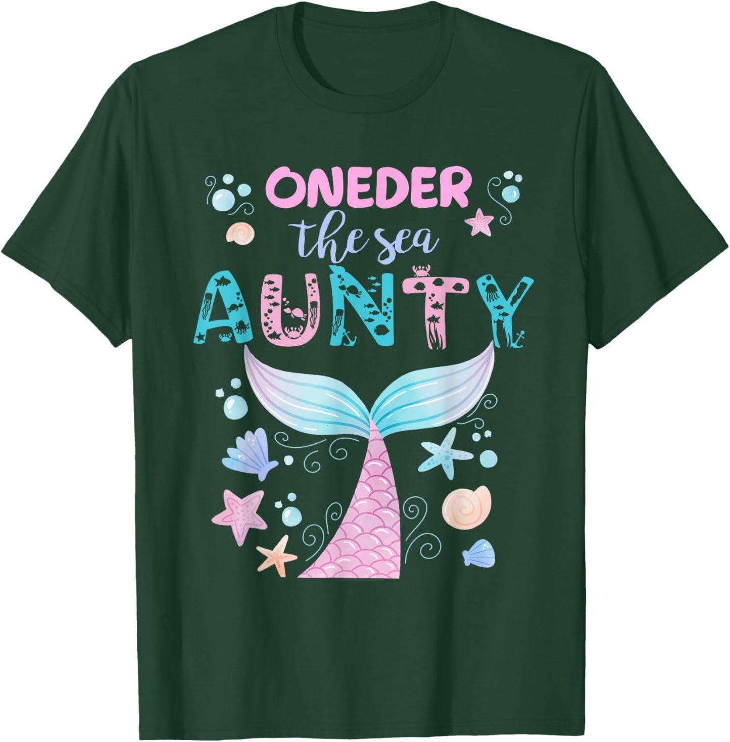 Under Sea Aunty Birthday Girl Mermaid Tail Family Party T-Shirt - T-Shirt | Forest