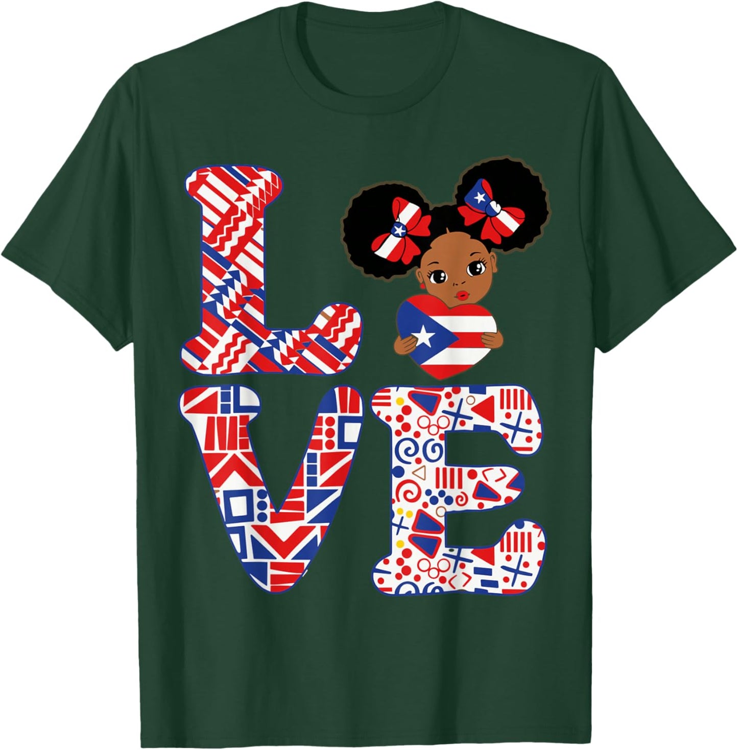 Love Puerto Rican Princess Girl Flag Hispanic Heritage Month T-Shirt - T-Shirt | Forest
