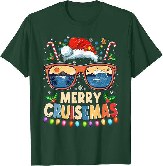 Merry Cruisemas 2025 Funny Christmas Santa Reindeer Cruise T-Shirt - T-Shirt | Forest