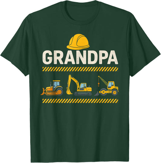 Funny Grandpa Construction Excavator Dad Father Day Birthday T-Shirt - T-Shirt | Forest