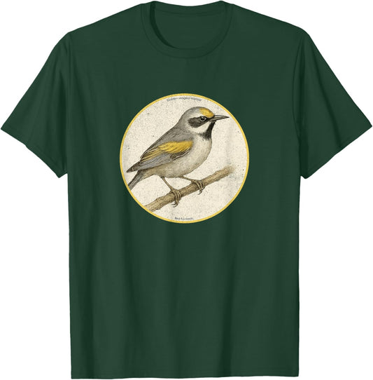 Colorful Retro Golden-Winged Warbler Bird Design T-Shirt - T-Shirt | Forest