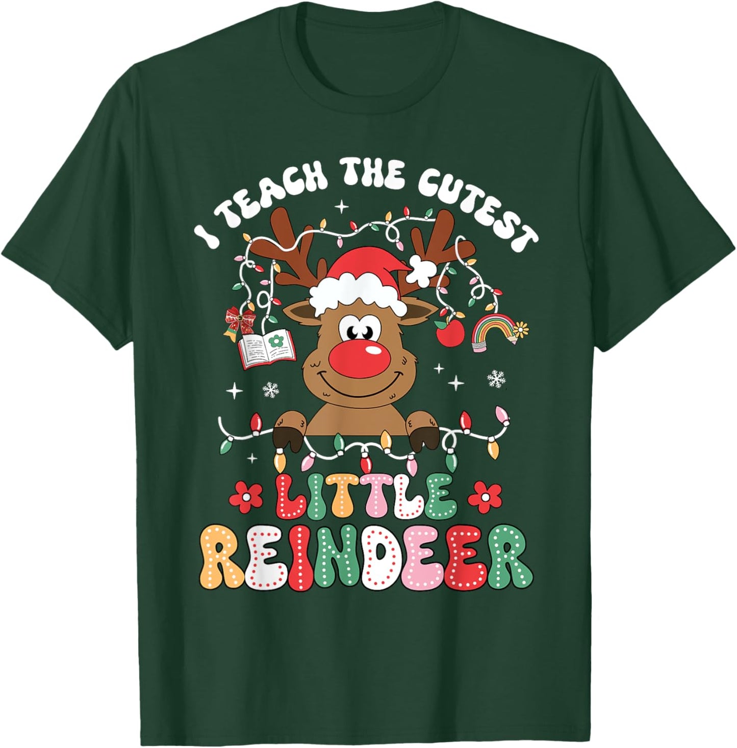 Christmas Teacher I Teach The Cutest Little Reindeer Kid Boy T-Shirt - T-Shirt | Forest