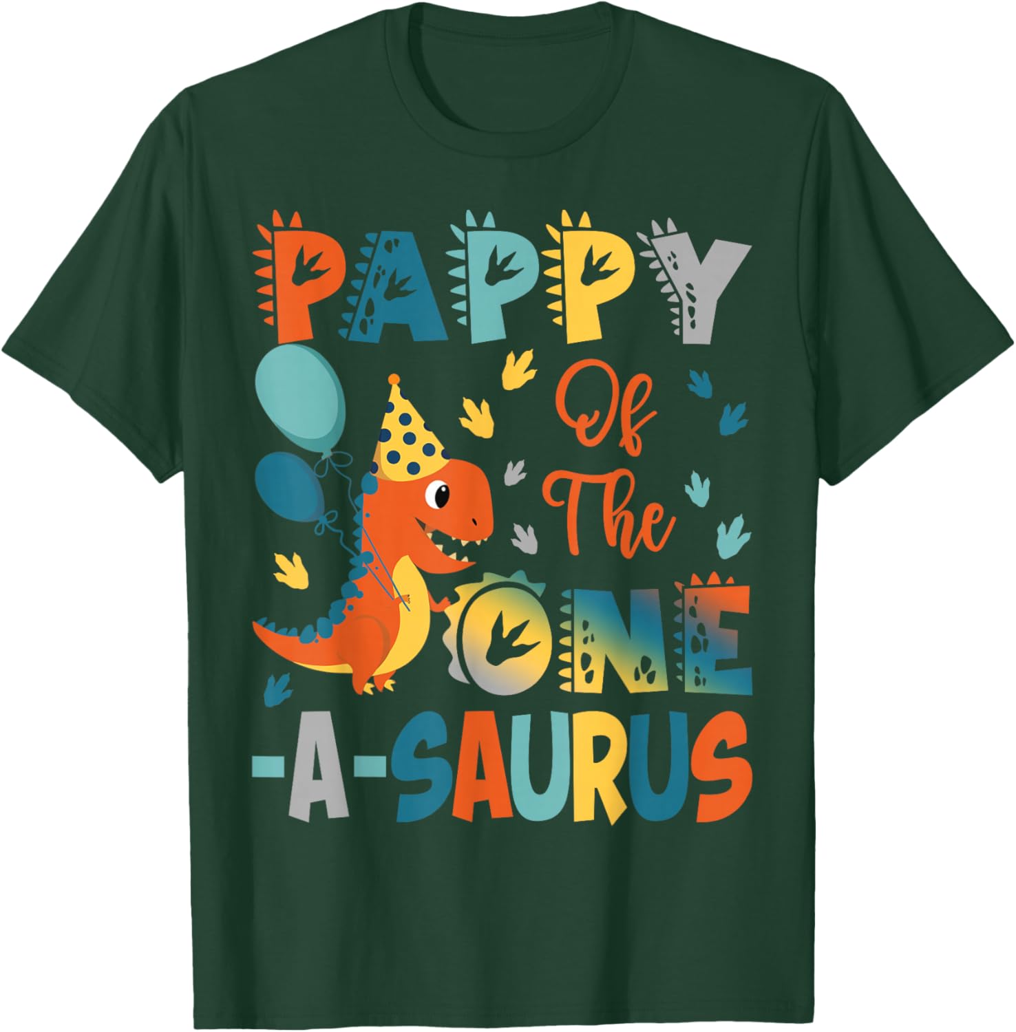 Pappy Of The One-A-Saurus 2Nd Birthday Dinosaur Party T-Shirt - T-Shirt | Forest
