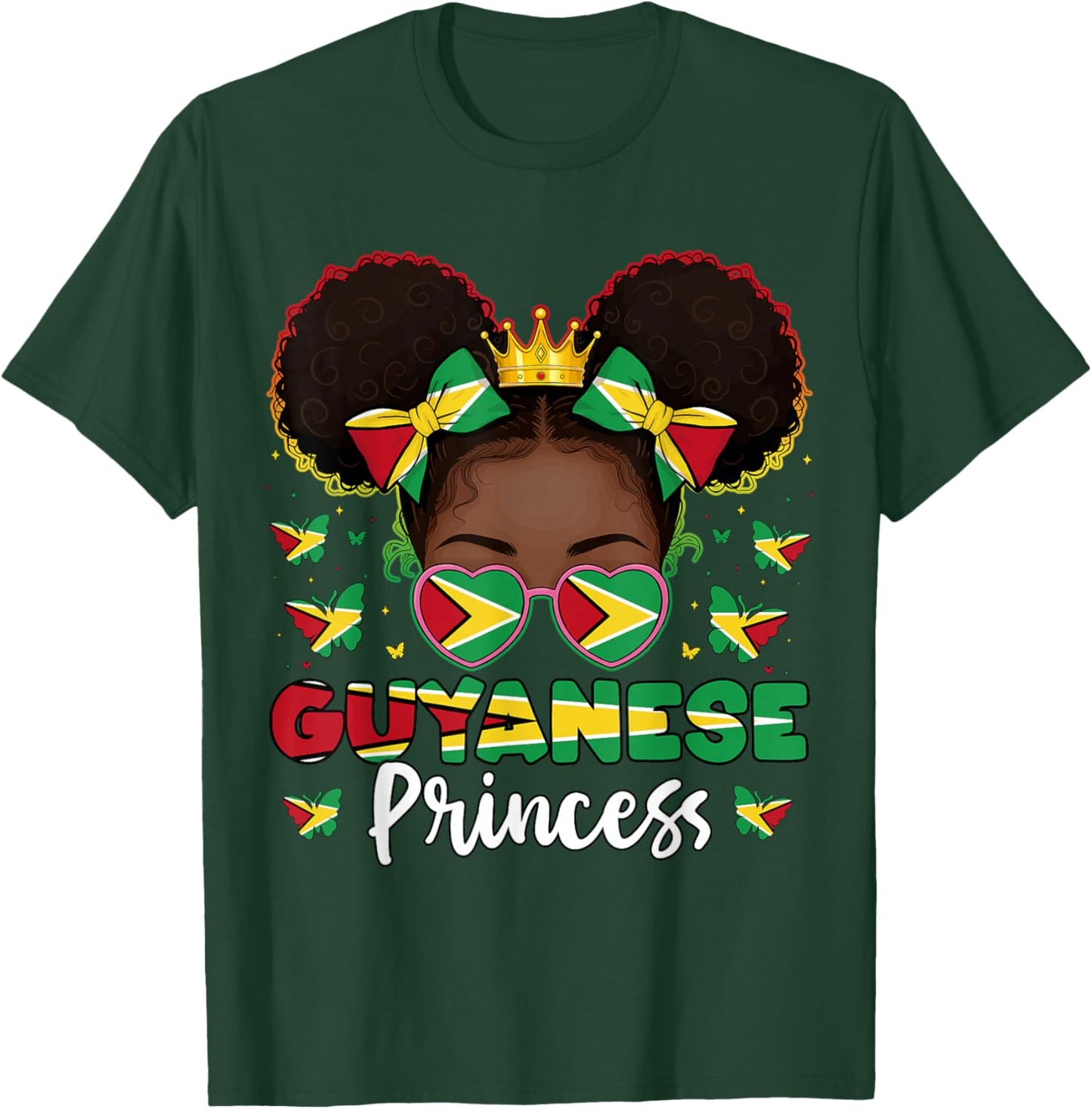 Guyanese Princess Guyana Flag Proud Guyanese Women T-Shirt - T-Shirt | Forest