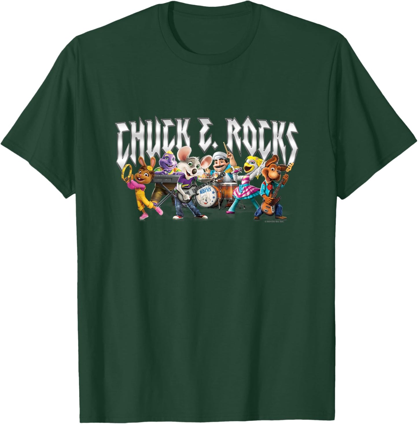 Chuck E. Cheese Chuck E. Rock Band Group Shot Chest Logo T-Shirt - T-Shirt | Forest