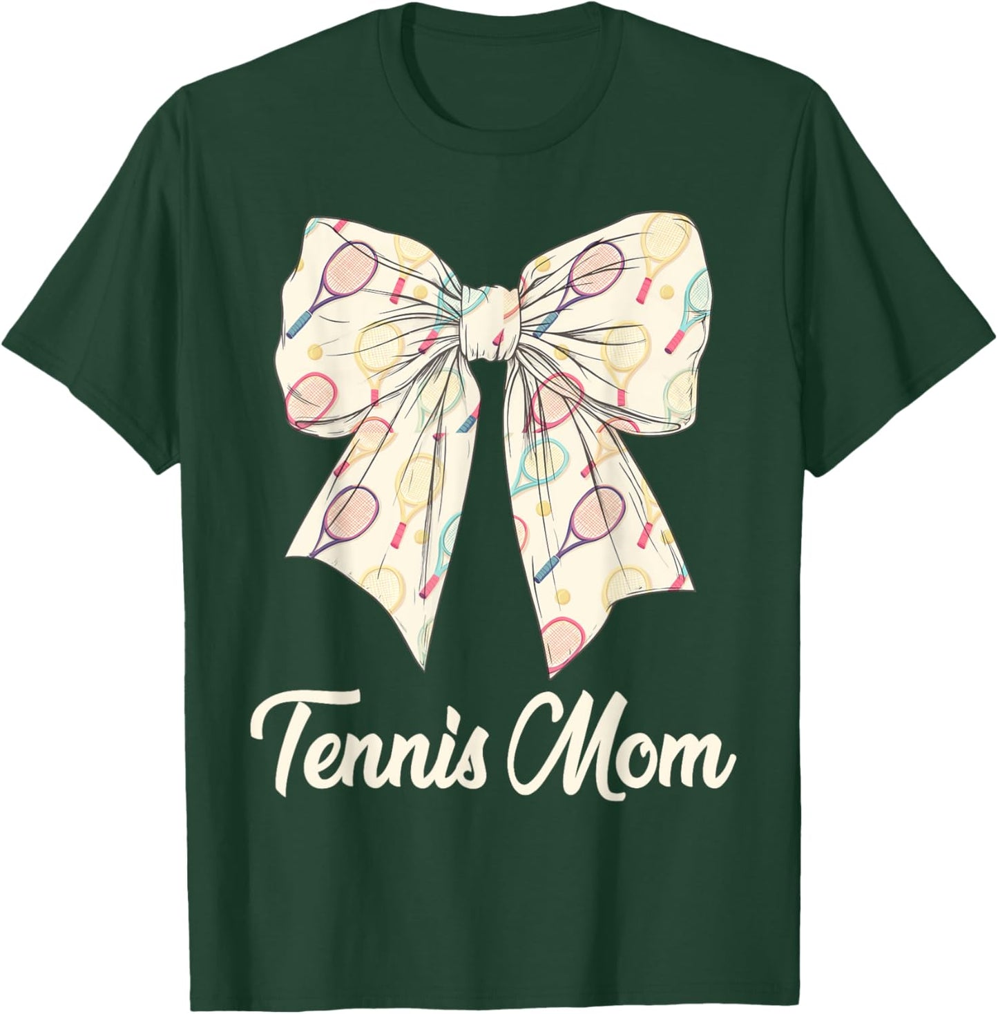 Tennis Mom Coquette Bow Cute Tennis Lovers Mothers Day T-Shirt - T-Shirt | Forest