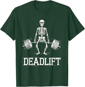 Deadlift Skeleton Weightlifting Fitness Gym Workout T-Shirt - T-Shirt | Forest