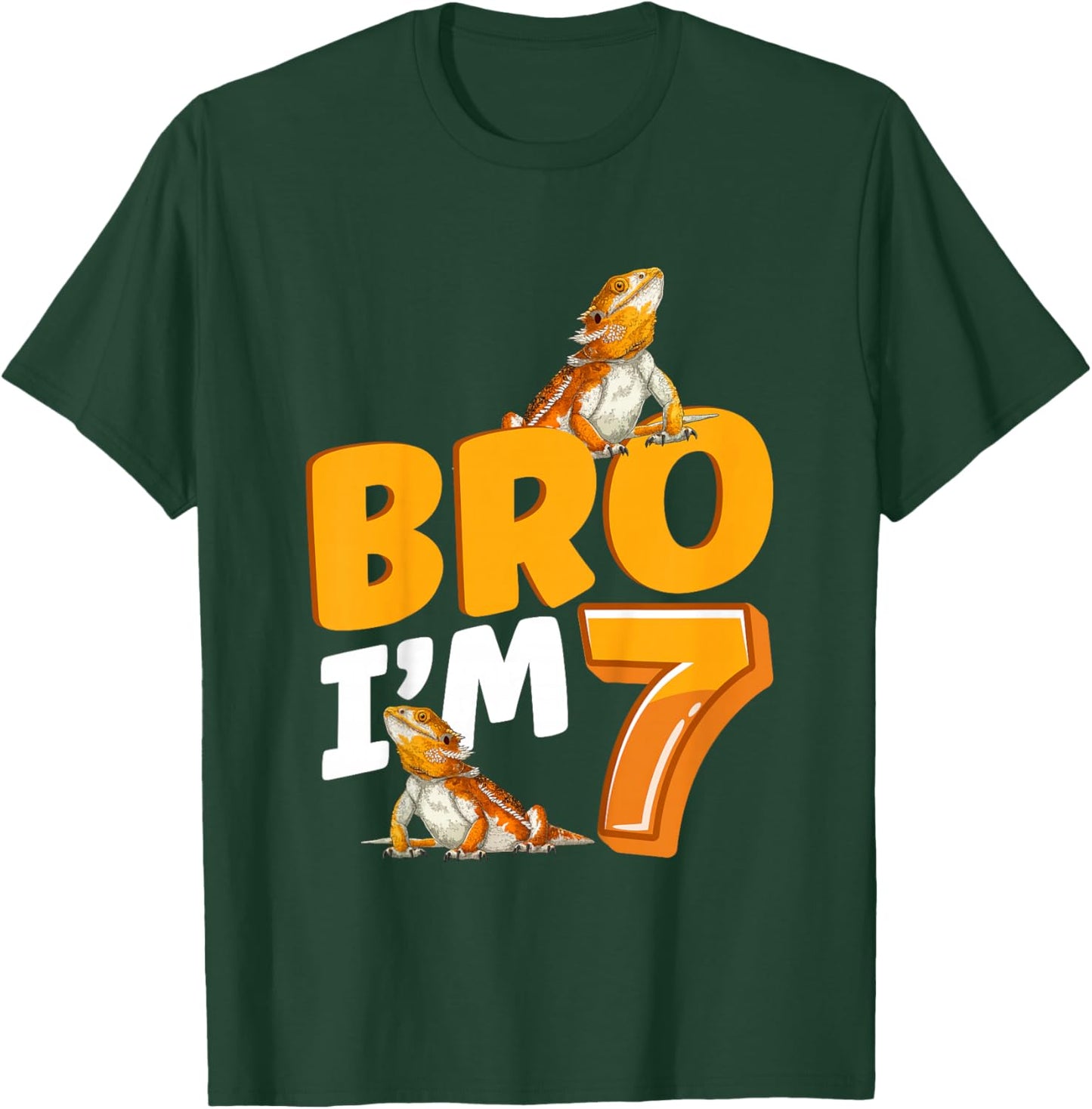 7th Reptile Birthday Seven Year Old Bearded Dragon Birthday T-Shirt - T-Shirt | Forest