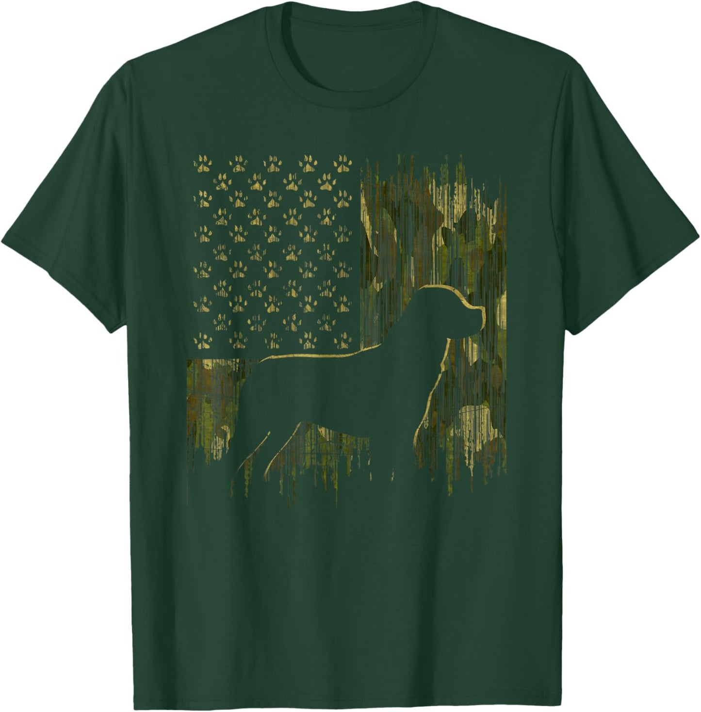 Vintage Camouflage USA Flag Love Rottweiler Dog Silhouette T-Shirt - T-Shirt | Forest