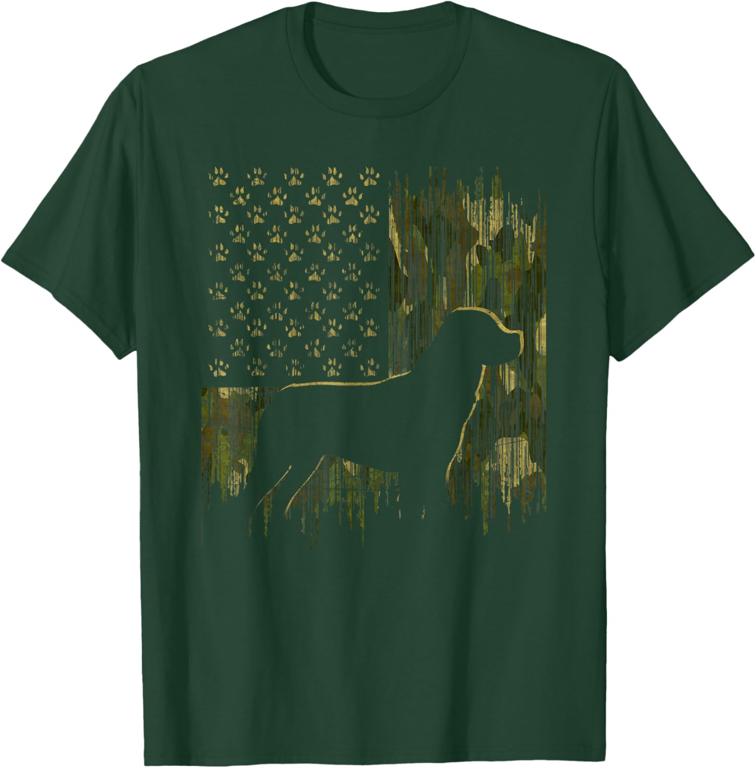 Vintage Camouflage USA Flag Love Rottweiler Dog Silhouette T-Shirt - T-Shirt | Forest
