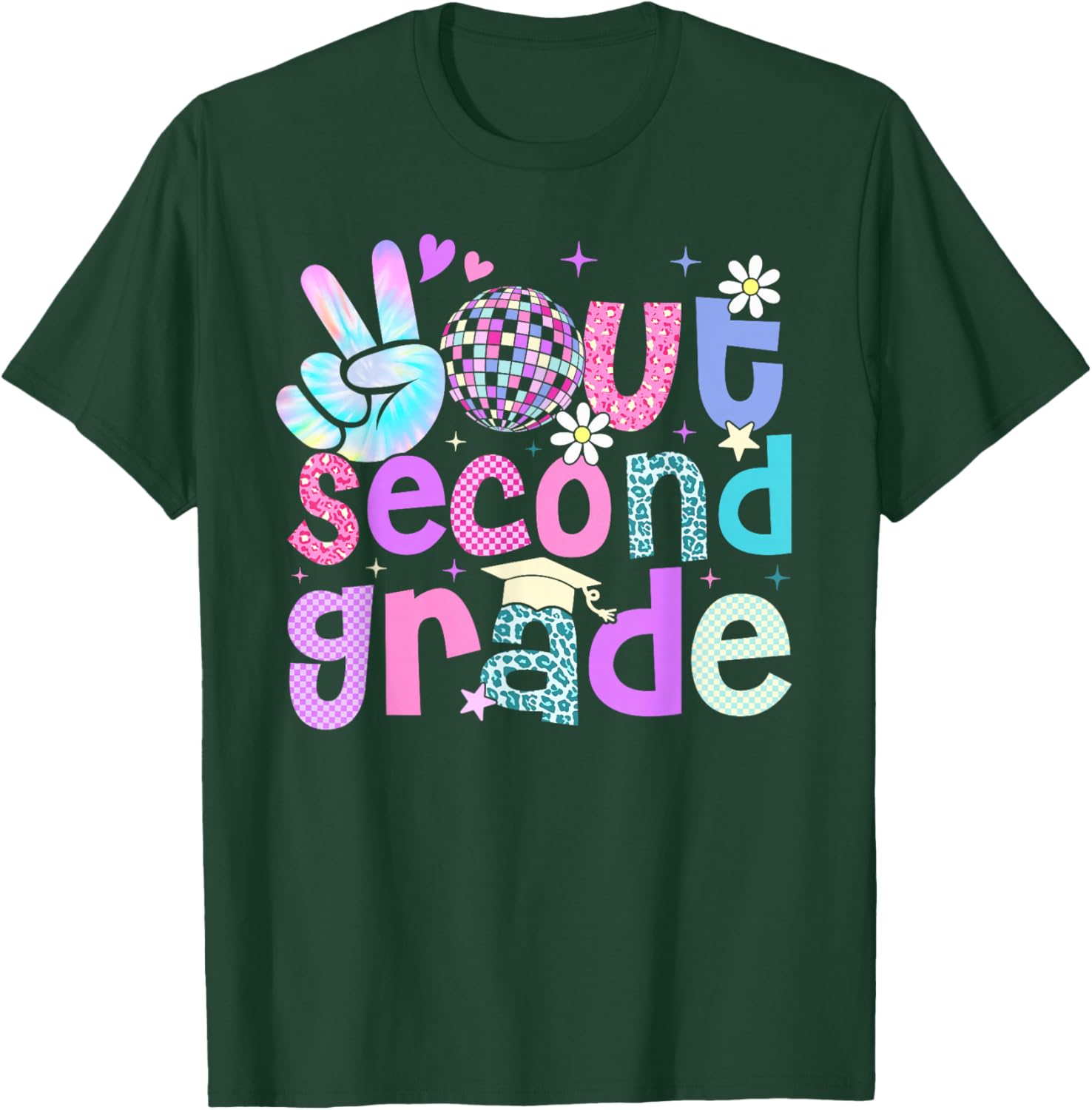 Peace Out Second Grade Last Day Of 2nd Grade Leopard T-Shirt - T-Shirt | Forest