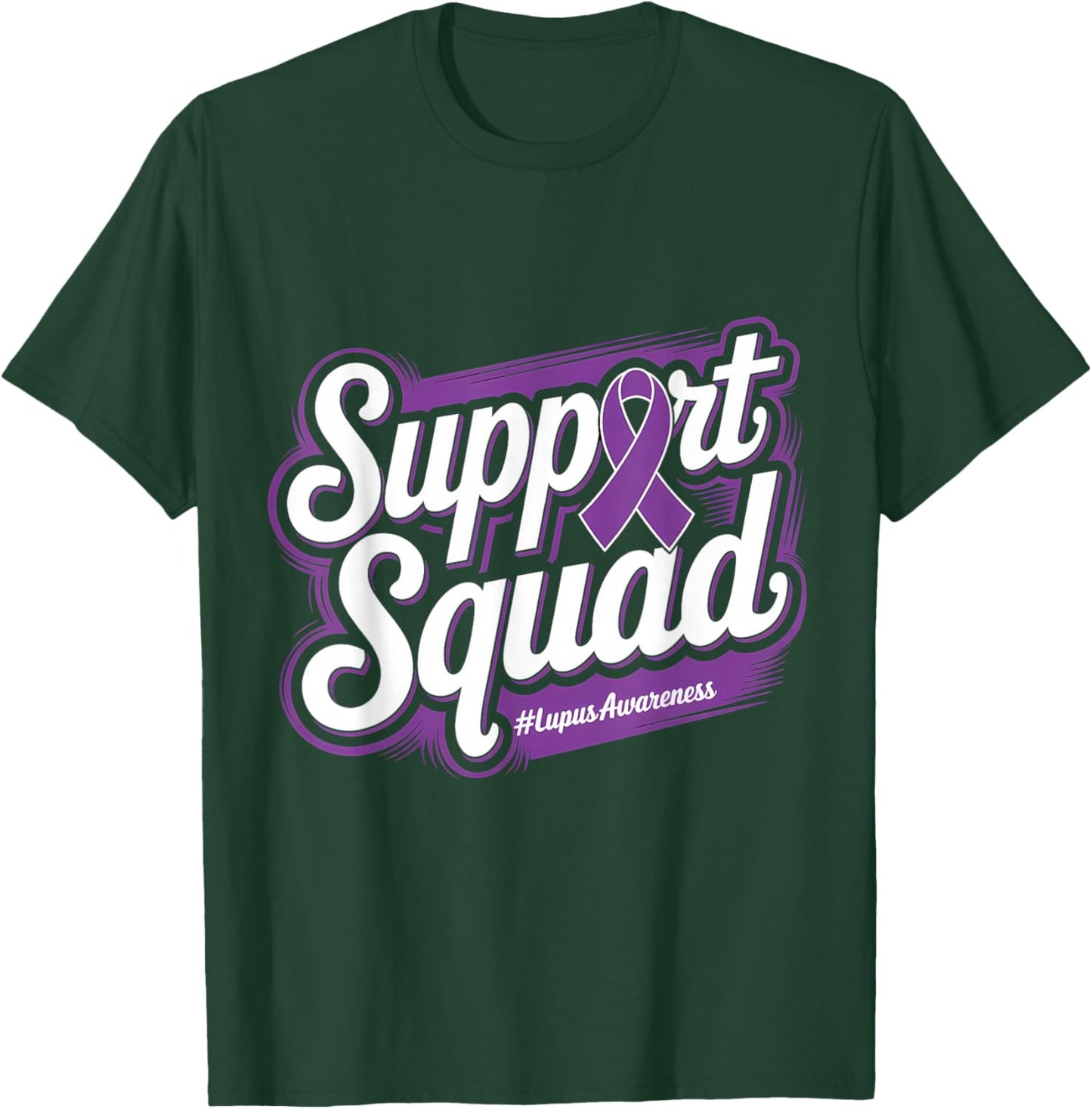 Lupus Awareness Support Squad Purple Ribbon Lupus Survivor T-Shirt - T-Shirt | Forest