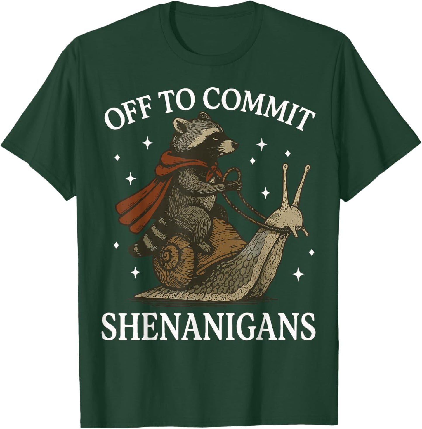 Off to Commit Shenanigans Raccoon T-Shirt - T-Shirt | Forest