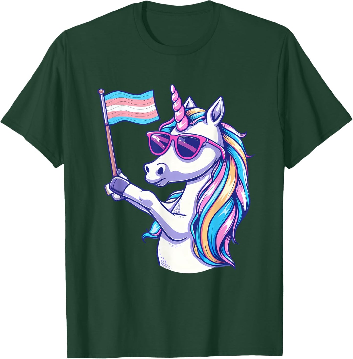 Transgender Unicorn LGBT Transsexual Flag Transsexuality T-Shirt - T-Shirt | Forest