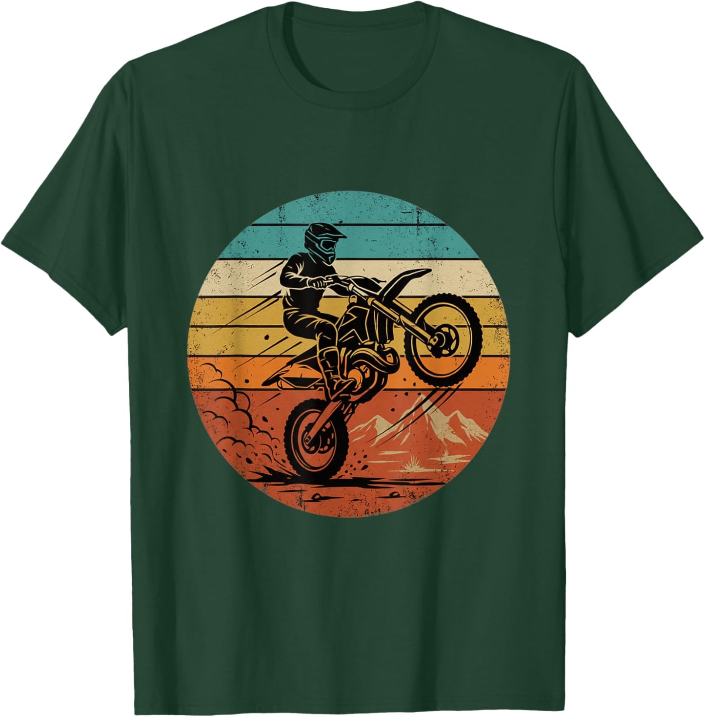 Vintage Motocross Retro Dirt Bike Rider Racing Bike T-Shirt - T-Shirt | Forest