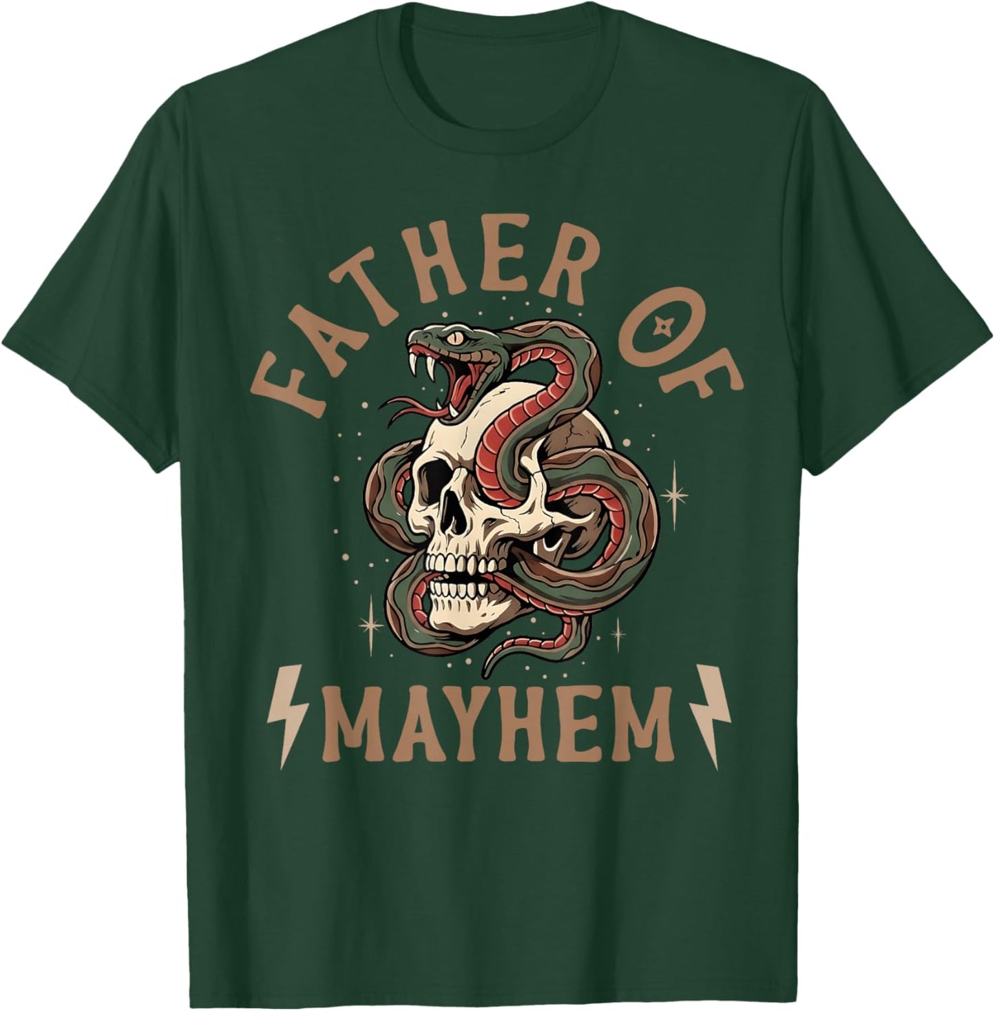 Father of Mayhem Funny Fathers Day Dad Humor Men T-Shirt - T-Shirt | Forest