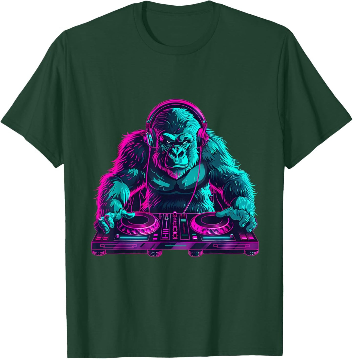 DJ Gorilla EDM Dance Club Gorilla Lover Turntable DJ Gorilla T-Shirt - T-Shirt | Forest