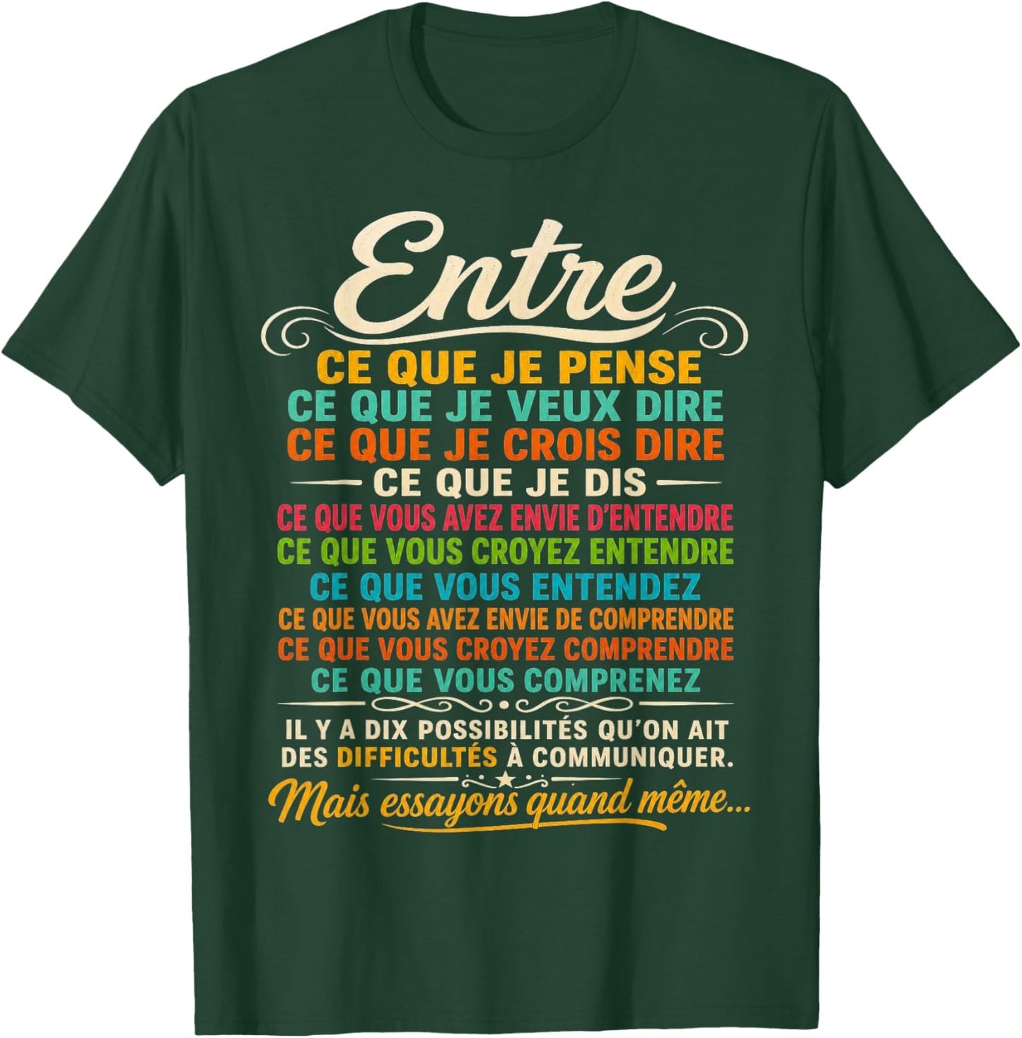 Bernard Werber Citation 10 Façons de ne Pas se Comprendre T-Shirt - T-Shirt | Forest