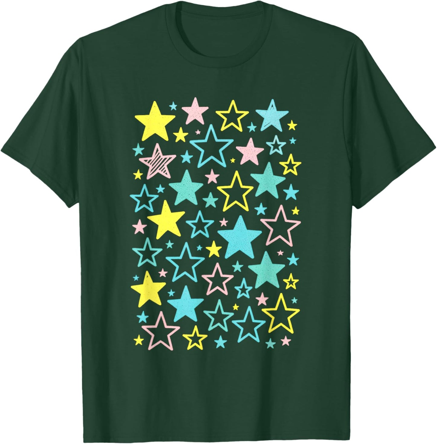 Colorful Stars - Fun Pattern Art T-Shirt - T-Shirt | Forest
