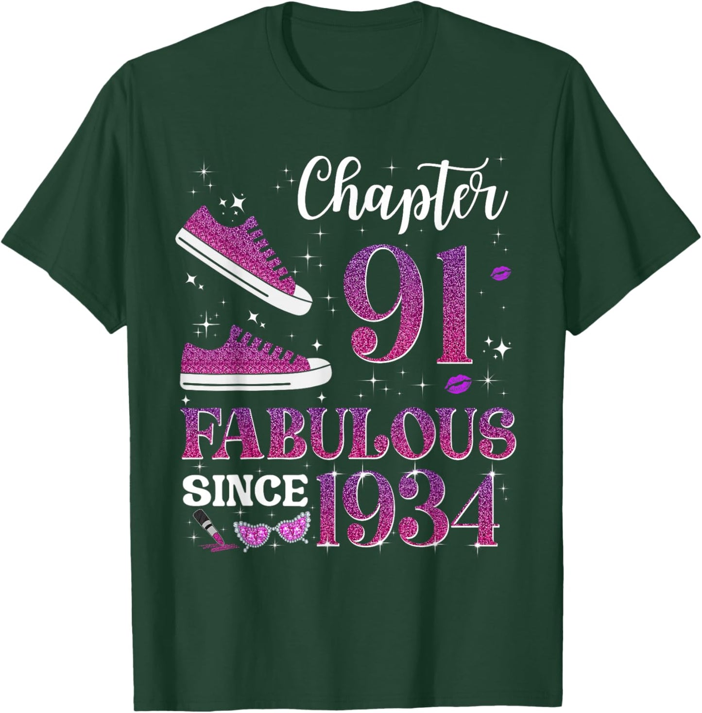 Chapter 91 Fabulous Since 1934 91st Birthday Girl Lady T-Shirt - T-Shirt | Forest