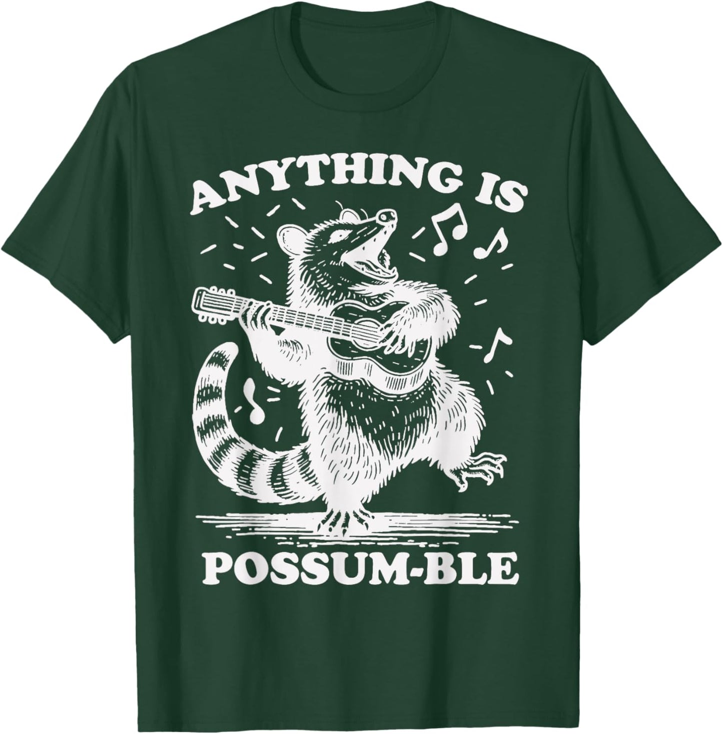 Anything Is Possum-Ble Funny Opossum Playing Ukulele T-Shirt - T-Shirt | Forest