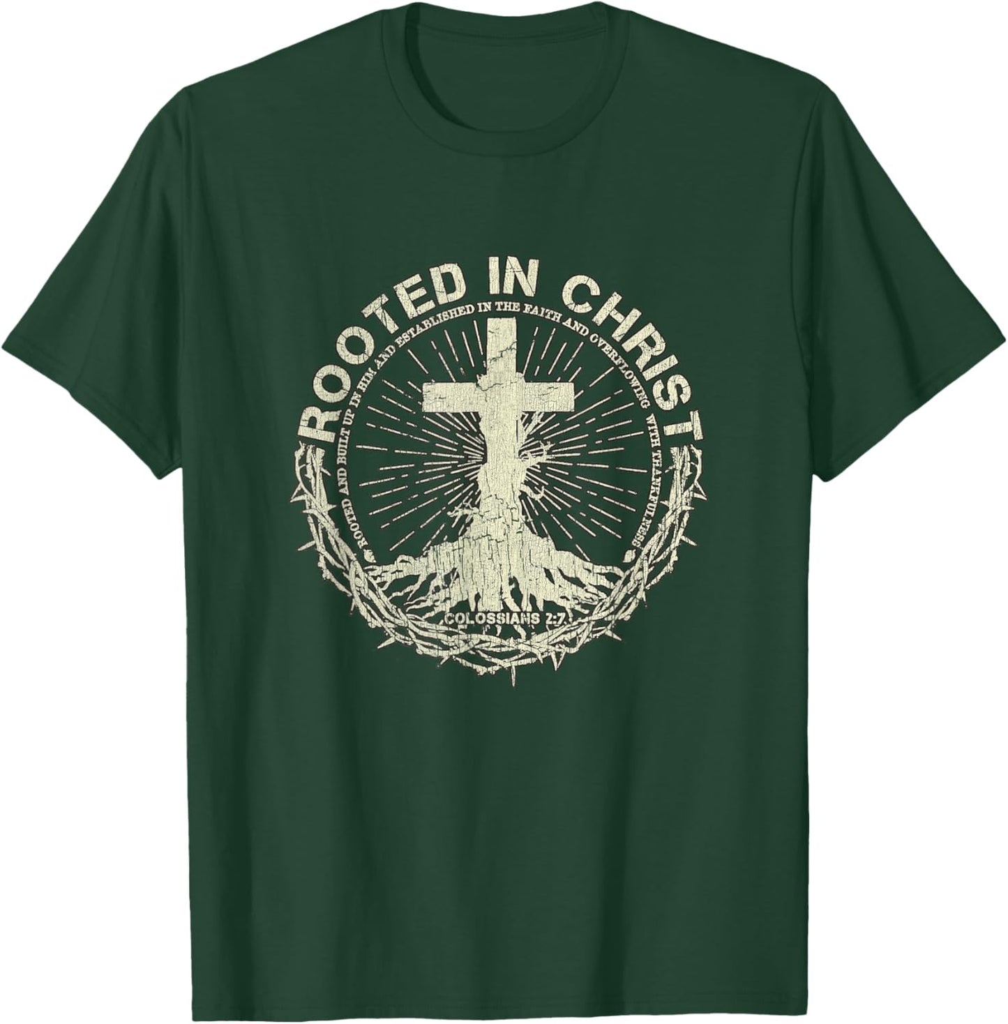 Vintage Retro Rooted In Christ Shirt Jesus Shirts Christian T-Shirt - T-Shirt | Forest