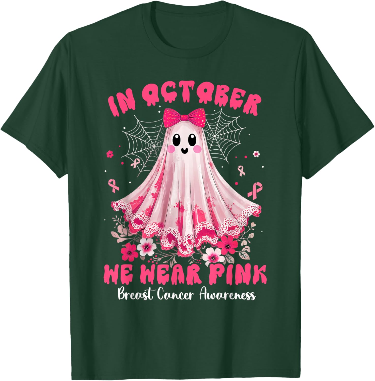 Breast Cancer Women Halloween in October We Wear Pink Witch T-Shirt - T-Shirt | Forest