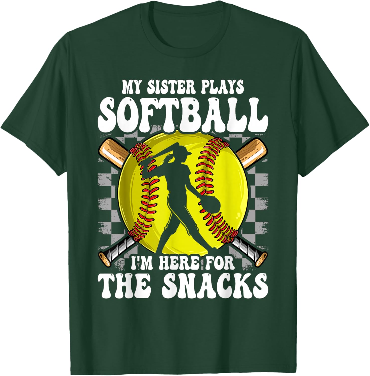 My Sister Plays Softball I'm Here for The Snacks Brother Kid T-Shirt - T-Shirt | Forest