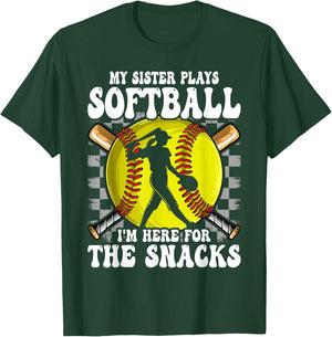 My Sister Plays Softball I'm Here for The Snacks Brother Kid T-Shirt - T-Shirt | Forest