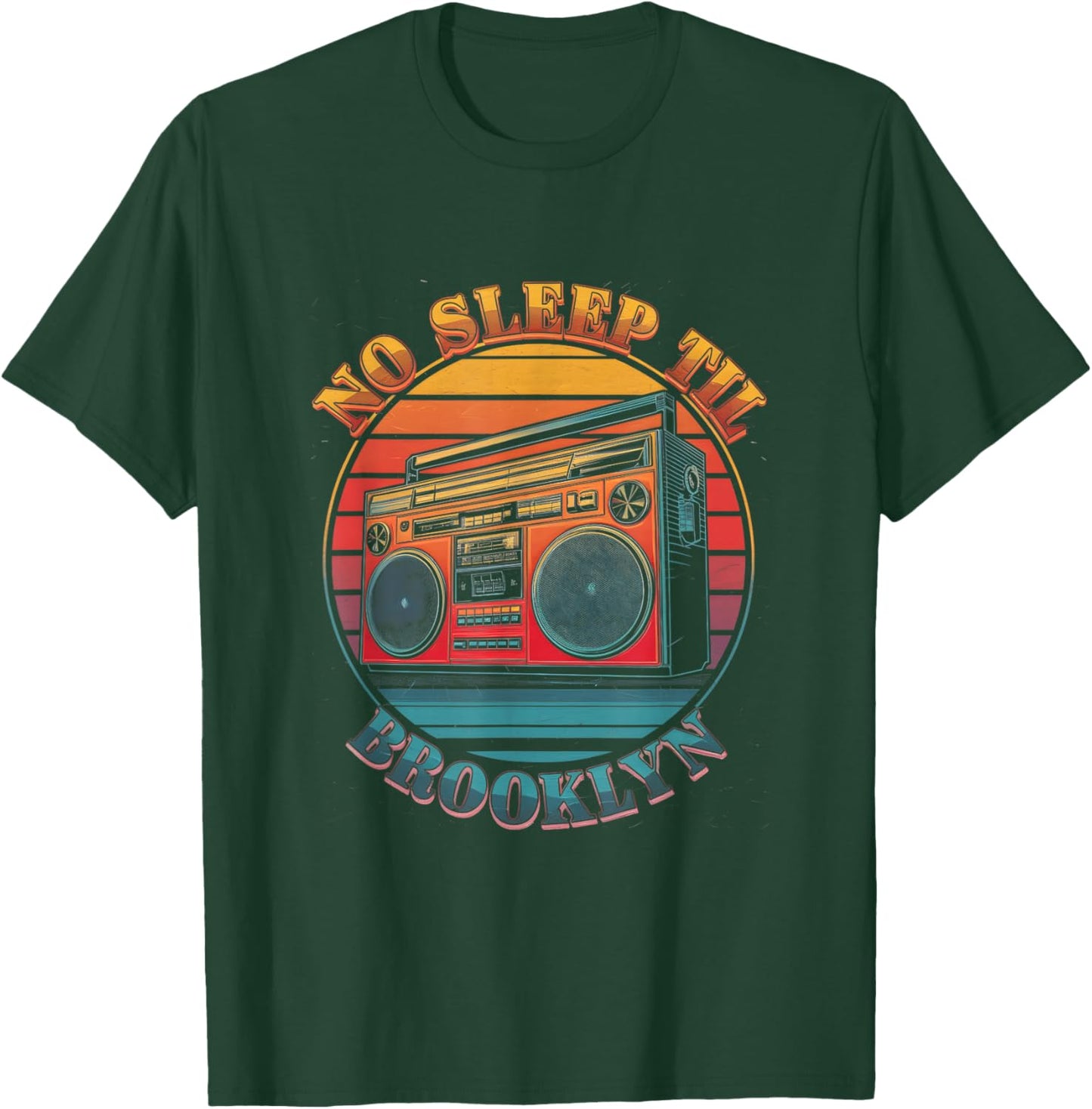 Retro Boombox No Sleep Til Brooklyn T-Shirt - T-Shirt | Forest