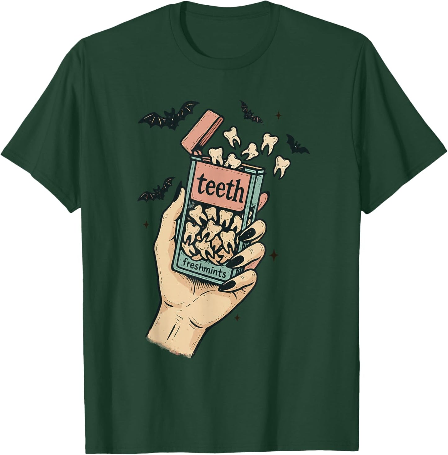 Halloween Teeth Freshmints Funny Halloween T-Shirt - T-Shirt | Forest