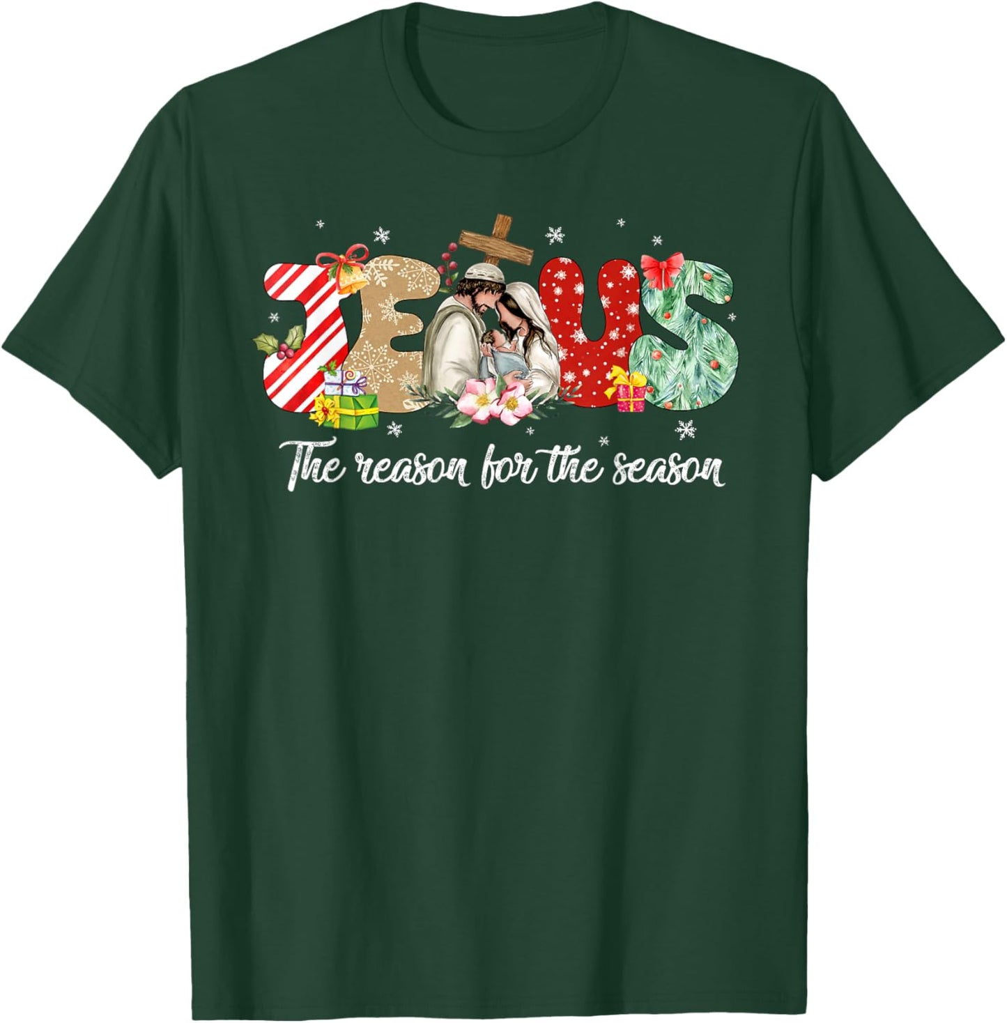 Christmas Jesus Is The Reason For The Season Jesus Pajamas T-Shirt - T-Shirt | Forest