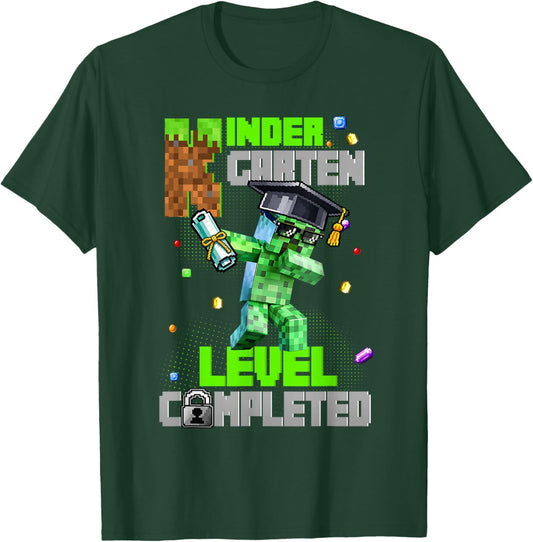 Kindergarten Level Completed Last Day of School Dabbing Game T-Shirt - T-Shirt | Forest