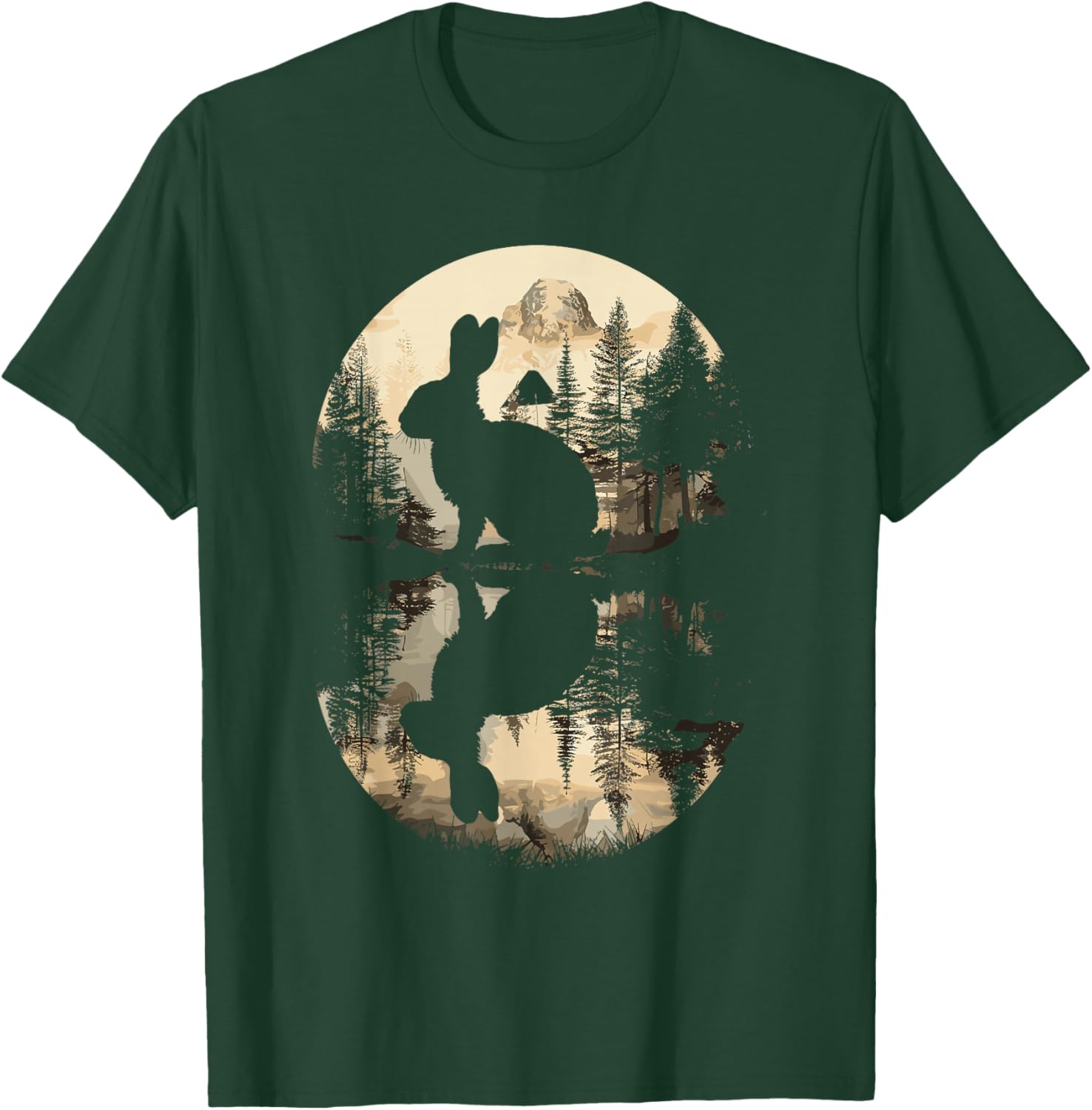 Rabbit Reflection Cute Bunny Nature Wildlife T-Shirt - T-Shirt | Forest