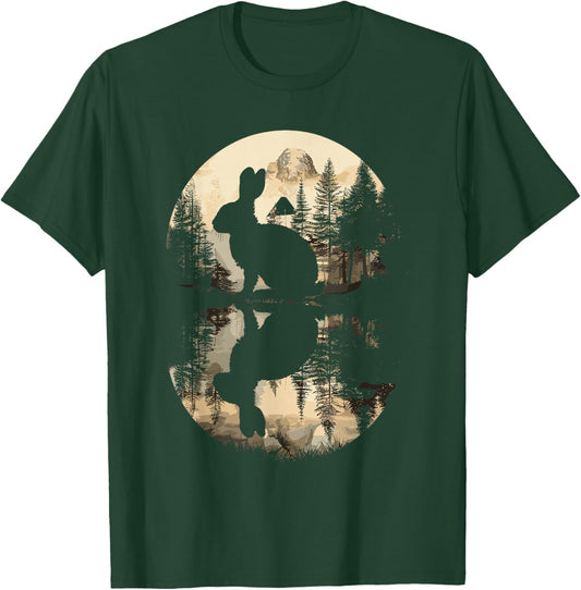 Rabbit Reflection Cute Bunny Nature Wildlife T-Shirt - T-Shirt | Forest