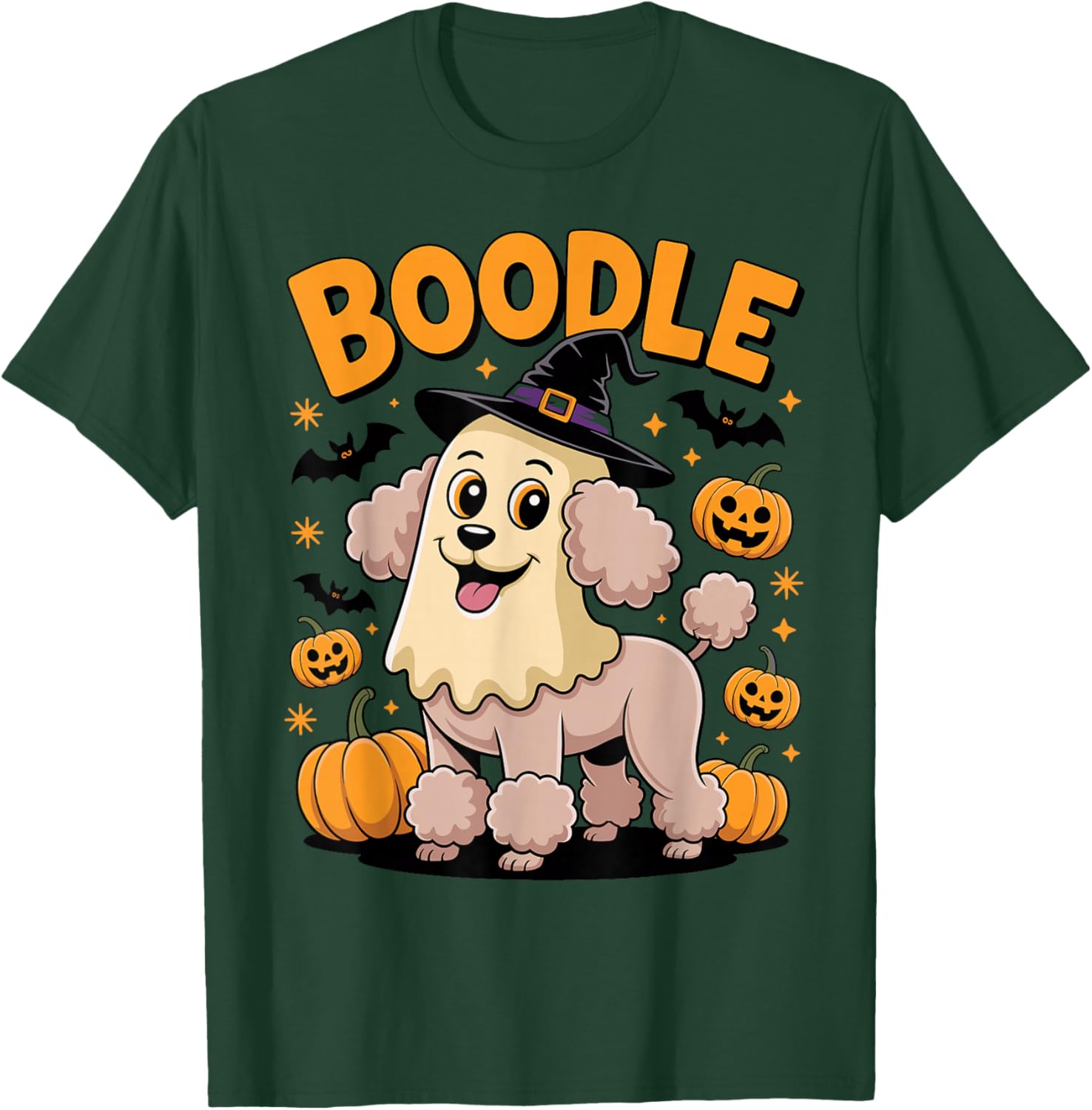 Boodle Funny Boo Spooky Witch Dog Poodle Halloween T-Shirt - T-Shirt | Forest