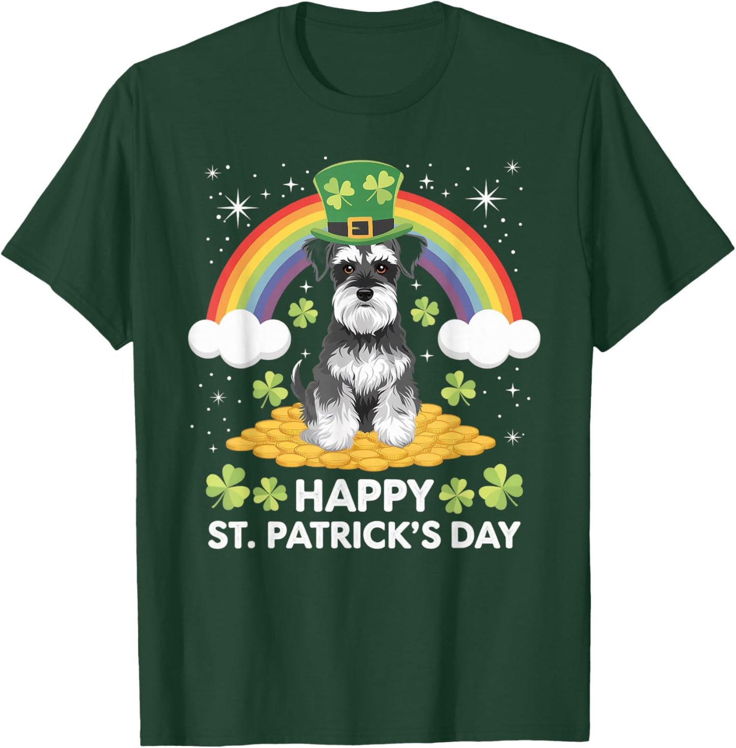 Mini Schnauzer on Miniature Schnauzer Dog St Patricks Day Men Women Kids T-Shirt - T-Shirt | Forest
