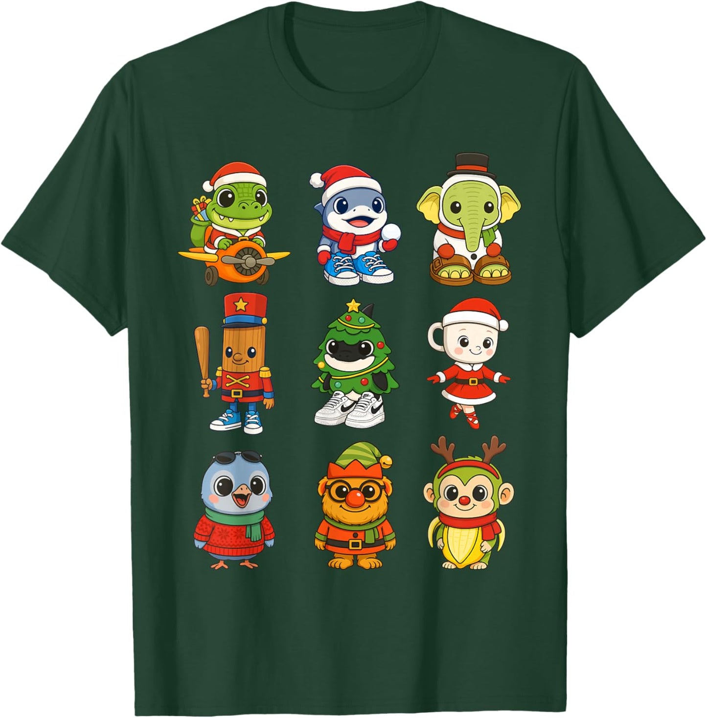 Kids Christmas Brainrot Pajama Boy Los Dicen AI Holiday Cute T-Shirt - T-Shirt | Forest