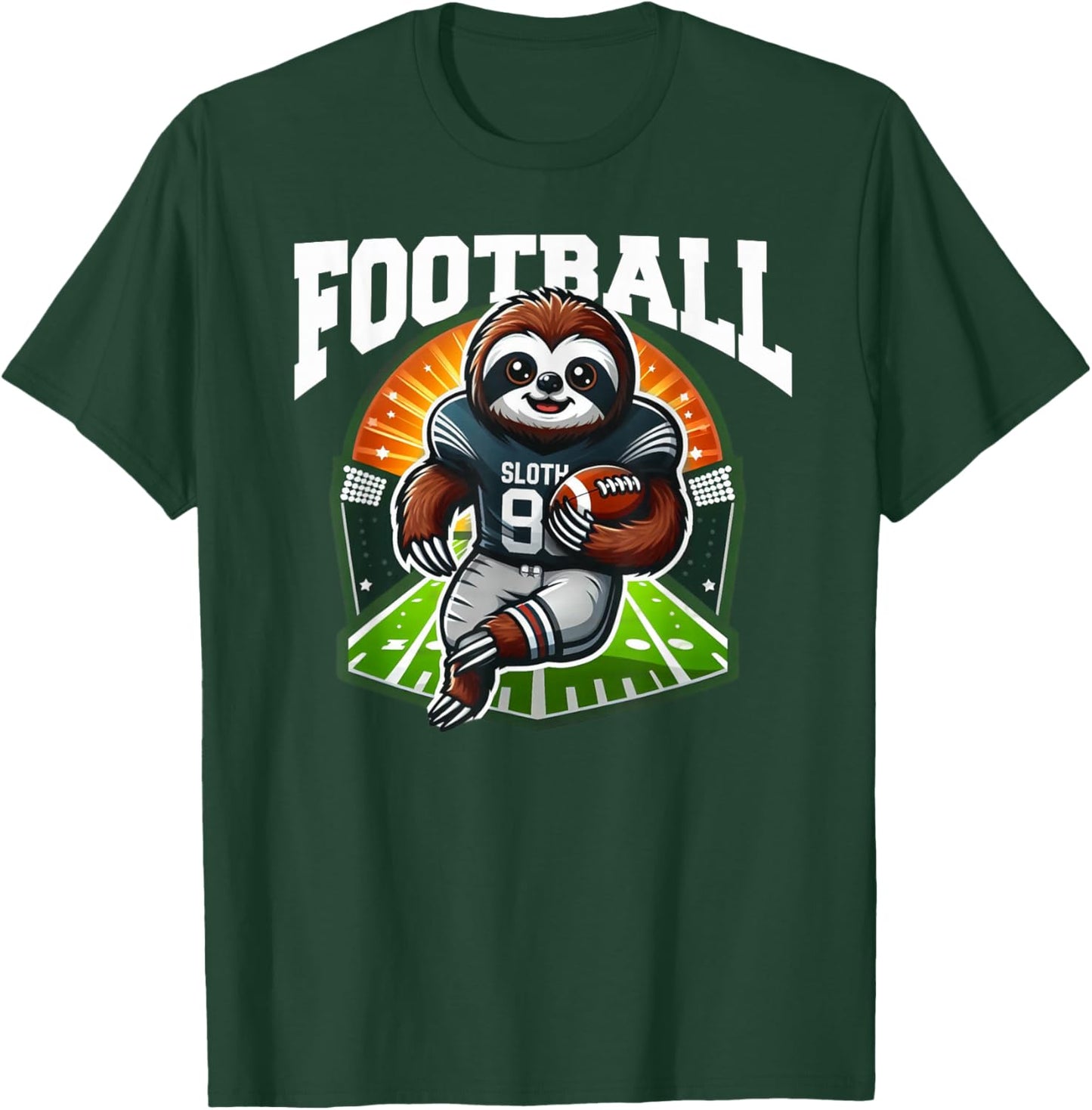 Football Sloth Playing Football Games T-Shirt - T-Shirt | Forest