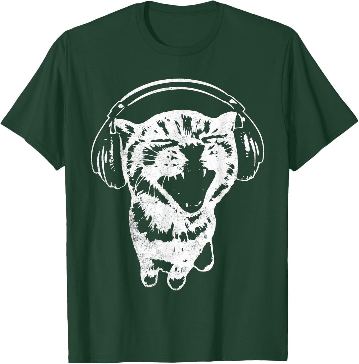 Cute Headphones Cat Y2K T-Shirt - T-Shirt | Forest