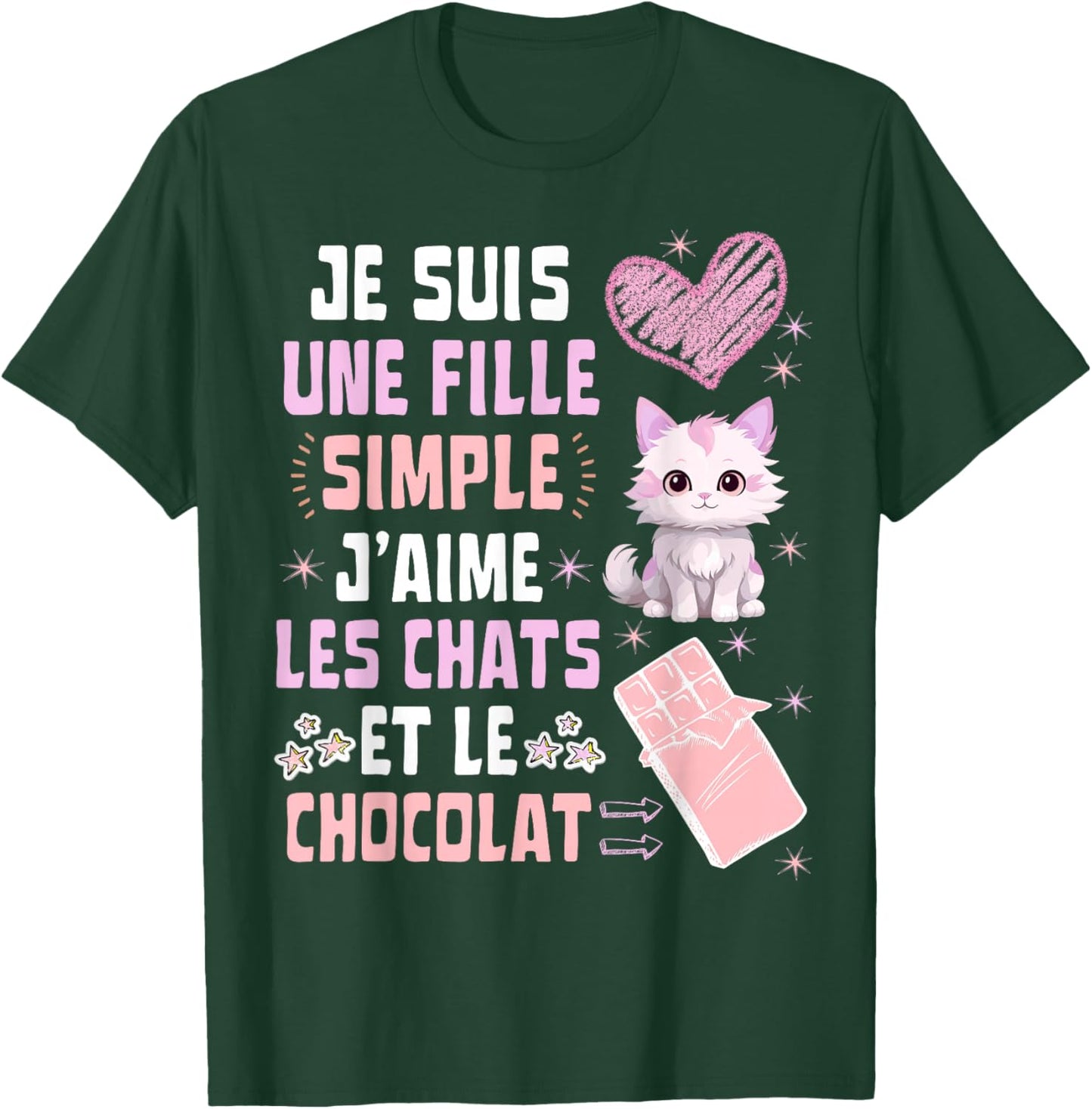 I Am A Simple Girl I Love Cats and Chocolate T-Shirt - T-Shirt | Forest