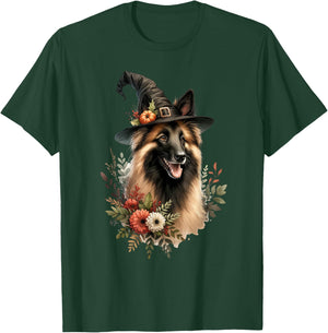 Belgian Tervuren Dog Halloween Watercolor Artwork T-Shirt - T-Shirt | Forest