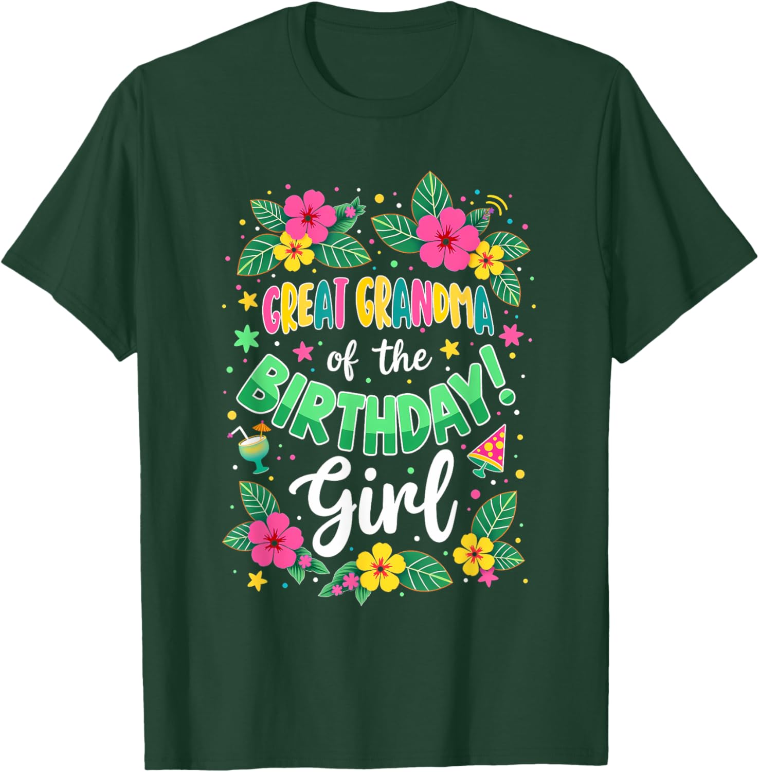 Aloha Hawaii Great Grandma Of The Birthday Girl T-Shirt - T-Shirt | Forest