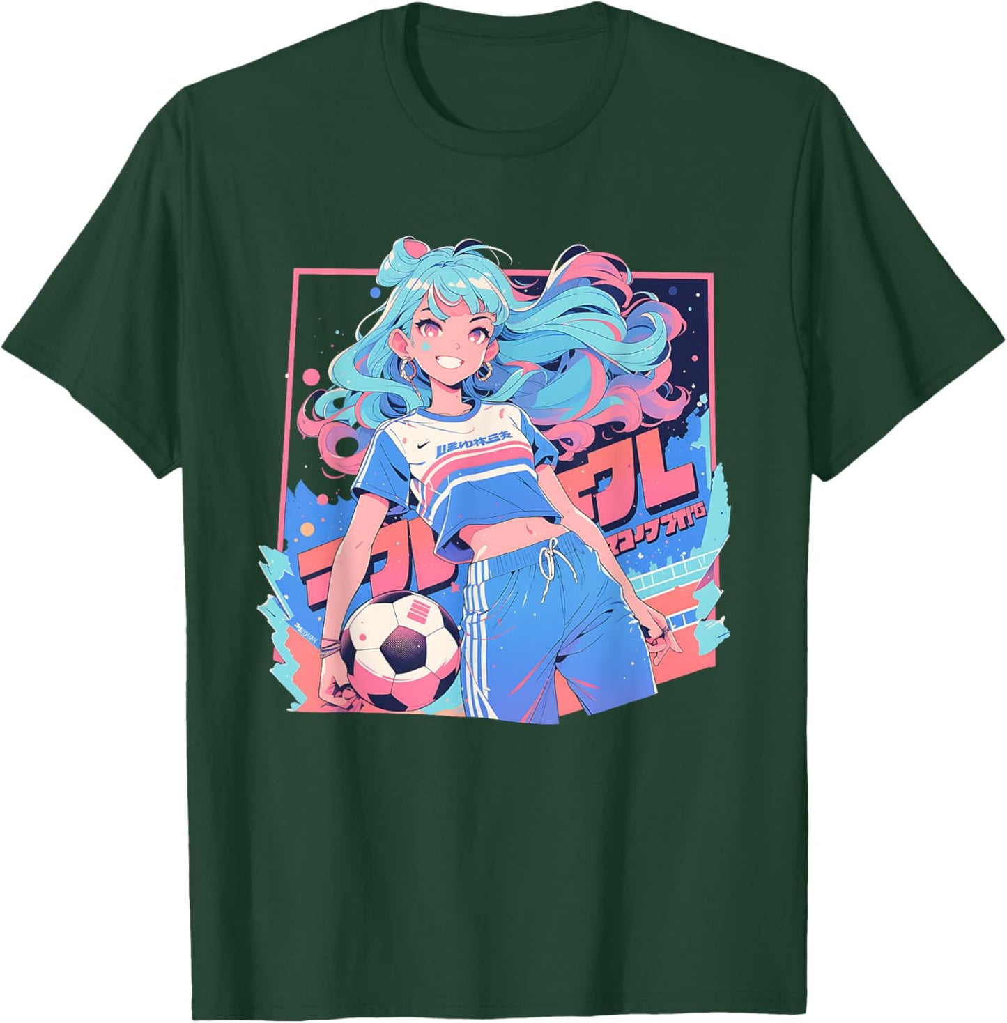 Soccer Girl in funny Pastel japan Anime Aesthetic japanese T-Shirt - T-Shirt | Forest