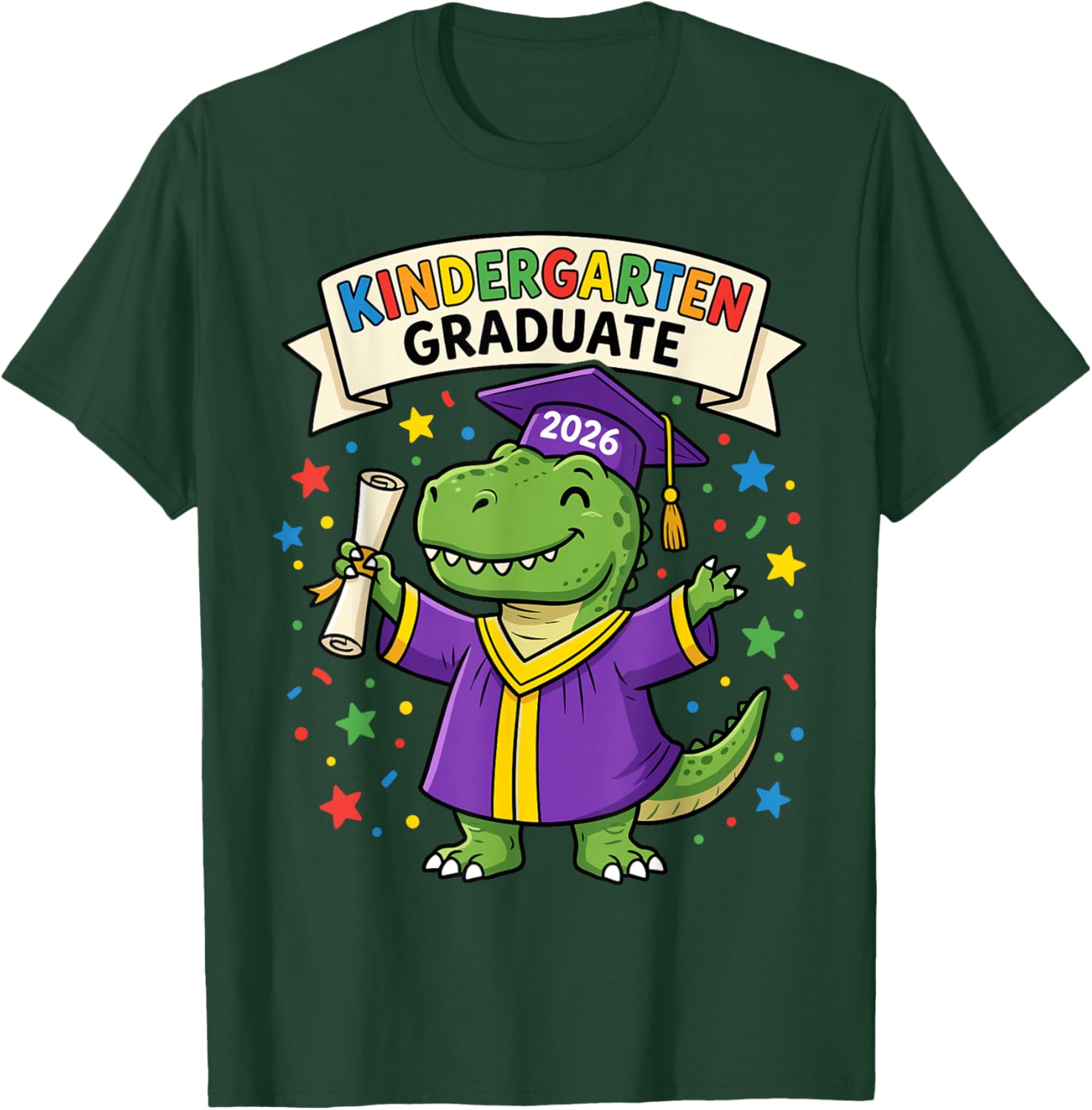 Kindergarten Graduate 2026 School Graduation Dinosaur Kids T-Shirt - T-Shirt | Forest