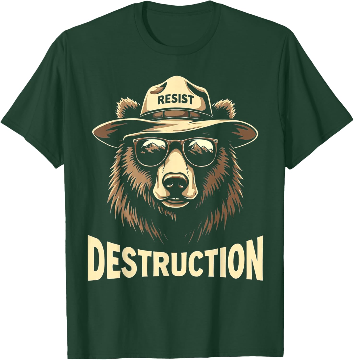 Resist Destruction Bear Environmental Awareness Vintage T-Shirt - T-Shirt | Forest