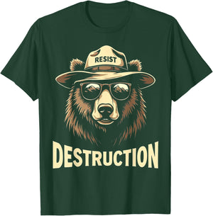 Resist Destruction Bear Environmental Awareness Vintage T-Shirt - T-Shirt | Forest