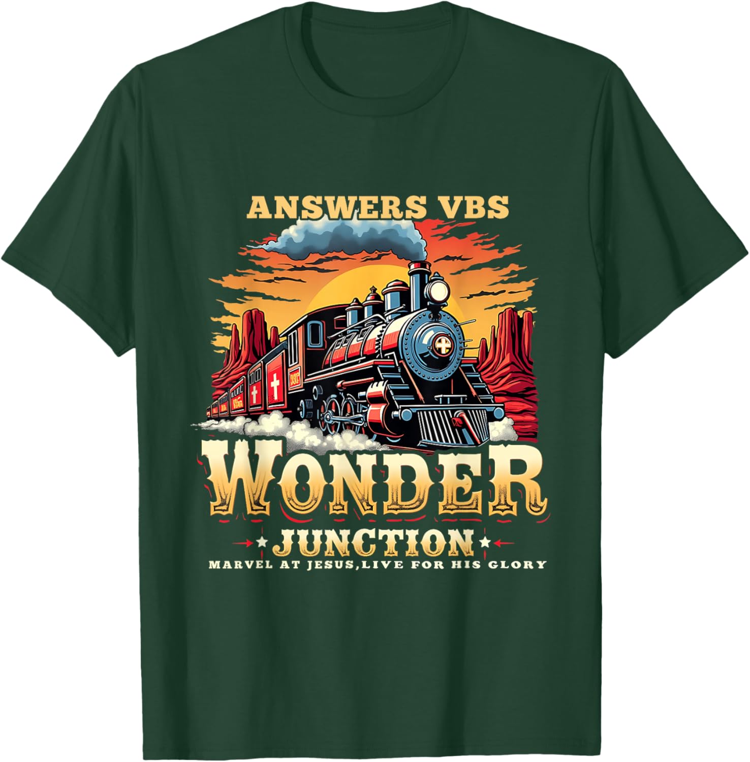 Answers VBS Wonder Junction Christian Train Theme Apparel T-Shirt - T-Shirt | Forest