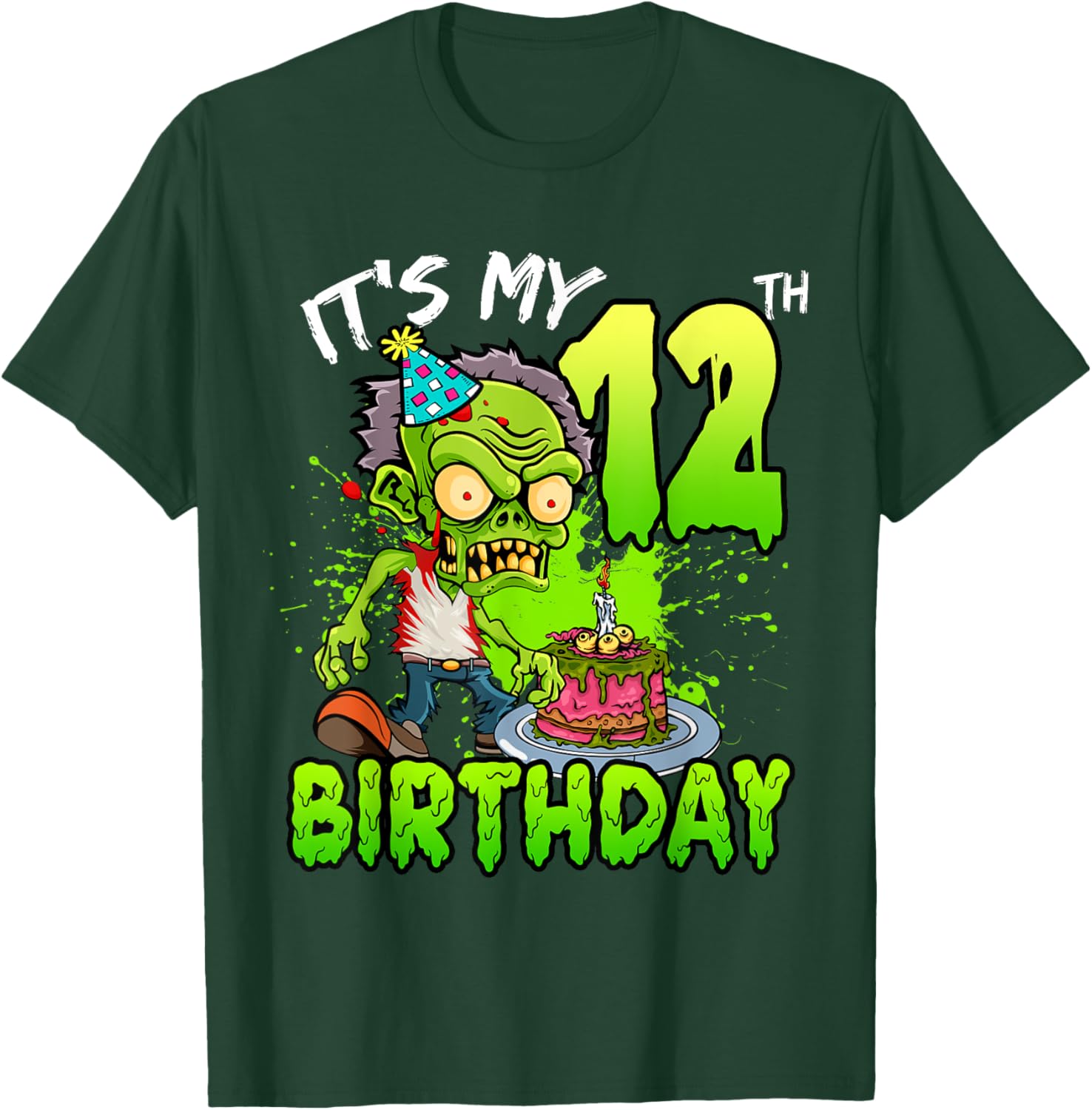 It's My 12th Birthday Zombie Lover 12 Year Old Boys Girls T-Shirt - T-Shirt | Forest