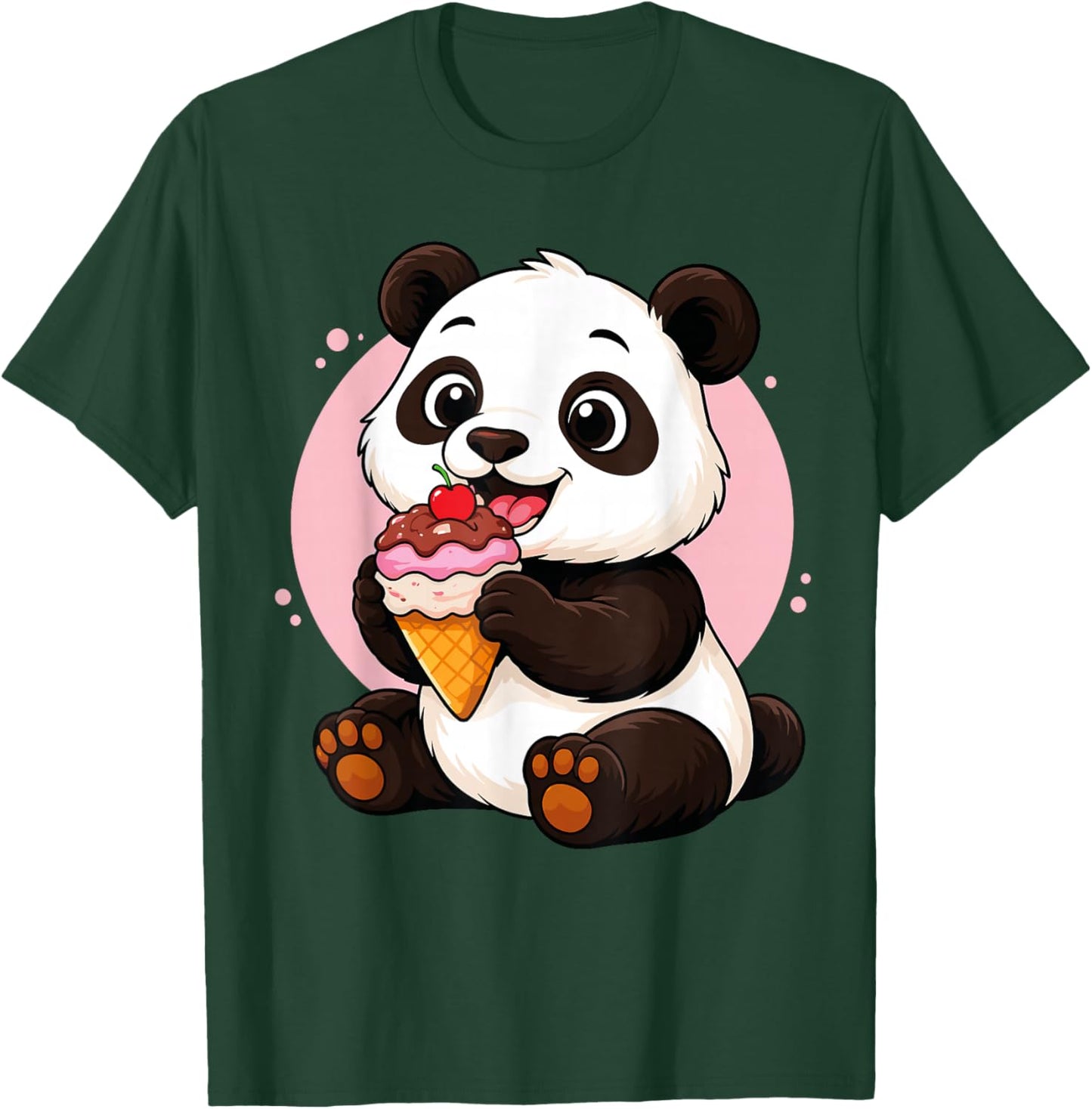 Panda Eating Ice Cream Graphic Boys Girls Panda Lover T-Shirt - T-Shirt | Forest